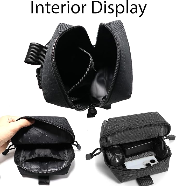 2 Pack Tactical Molle Pouches Small Molle Utility Pouch Small Tactical Accessory Bag Belt Pouches Vest Pouch Compact Water-Resistant EDC Pouch with Flag Patch