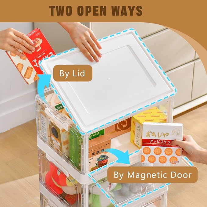 Freebat Stackable Plastic Storage Bins with Lids, Foldable Closet Organizers and Storage, 3 Drawer Storage Organizer，Clear Stackable Containers for Wardrobe,Bedroom,Office,Dorm