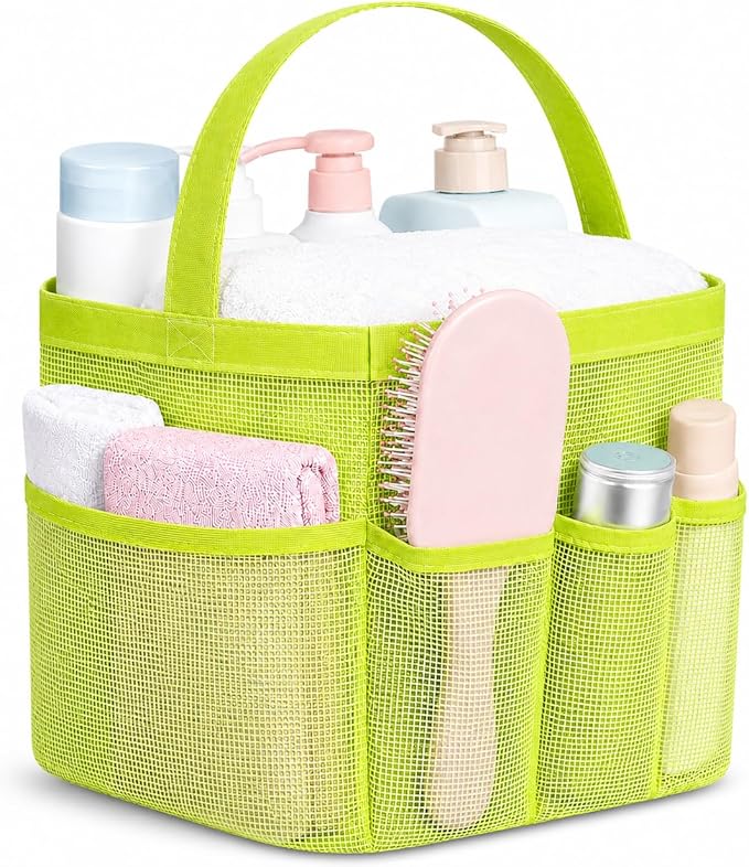 Attmu Mesh Shower Caddy Portable for College Dorm Room Camping Essentials, Shower Caddy Dorm with 9-Pockets, Large Capacity Hanging Basket Bathroom Bag for Toiletry, Swimming, Gym, Camp, Beach