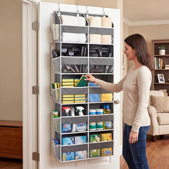 2 Pack Over the Door Organizer 5 Tiers, Extra Large Behind Door Storage of 10 Compartments, 80 lbs Weight Capacity Over Door Organizer, Door Hanging Organizer for Closet, Diaper Organizer,Room storage