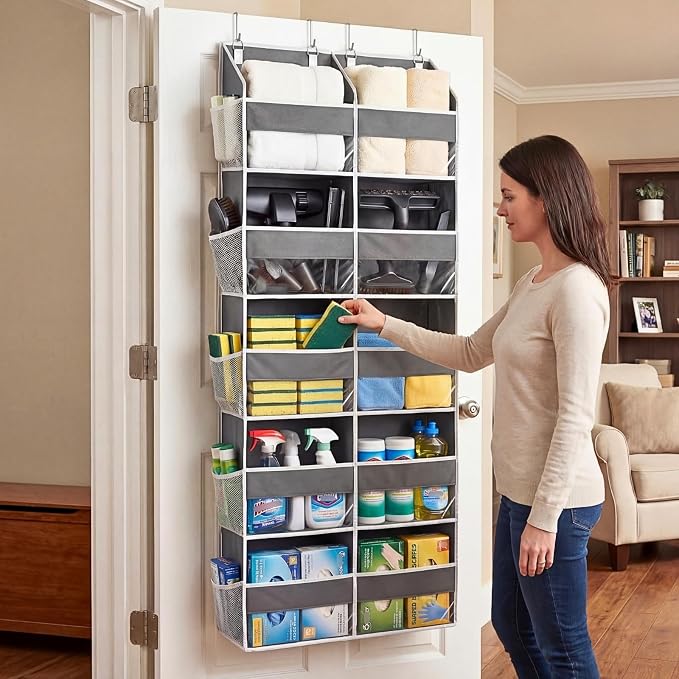 Over the Door Organizer 5 Tiers, Extra Large Behind Door Storage of 10 Compartments, 80 lbs Weight Capacity Over Door Organizer, Door Hanging Organizer for Closet, Diaper Organizer, Room storage