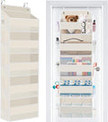 WISELIFE Over The Door Organizer - 5 Shelves Large Capacity Hanging Bedroom Storage Solution with Side Pockets for Dorm Bathroom Pantry Nursery and Baby Essentials Holds up to 40 Lbs (Beige)