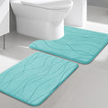 YIHOUSE Memory Foam Bathroom Rug Sets, Teal, 2 Piece-U Shape & Small Mat | Ultra Soft, Absorbent, Non-Slip, Machine Washable