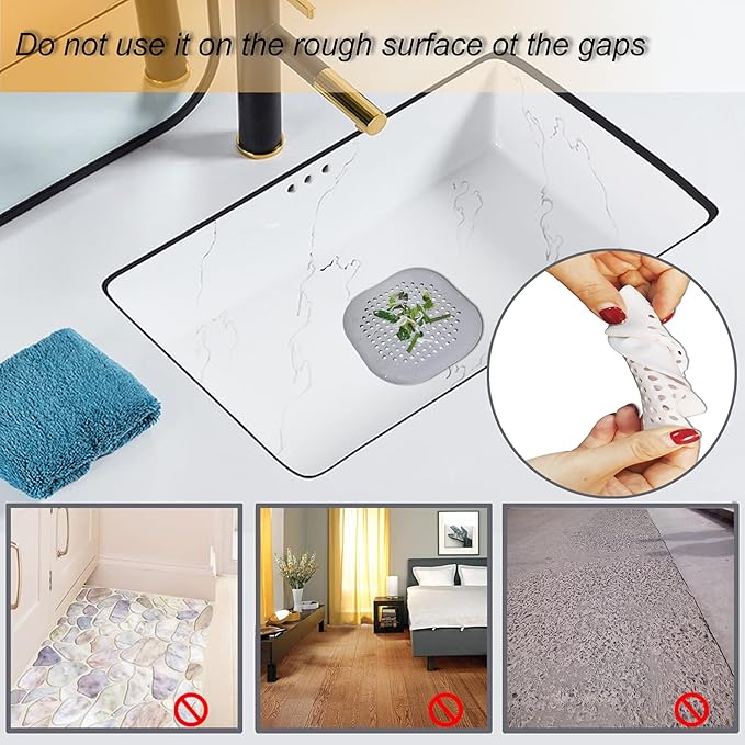 Hair Drain Catcher,Square Drain Cover for Shower Silicone Hair Stopper with Suction Cup,Easy to Install Suit for Bathroom,Bathtub,Kitchen 2 Pack (White)