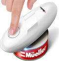 MUELLER HOME SmoothEdge Auto Electric Can Opener – Battery‑Operated One‑Touch w Magnet Lid Lifter, Smooth‑Edge Cut Technology – Portable Hands‑Free Automatic Can Opener for Seniors & Arthritis, White