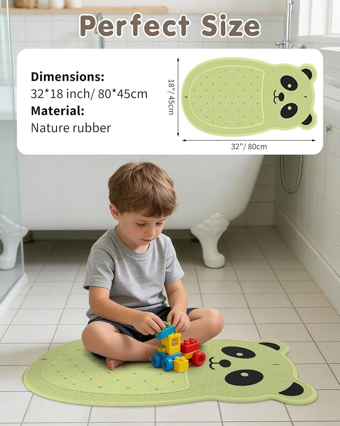 Safe Bath Solution, Bathtub Mat Non Slip for Babies, Toddlers, Kids & Pets, Natural Rubber BPA-Free Low Odor Safer Than PVC, Machine Washable, Suitable for Bathroom, Garden, and Hotel Tubs, Green