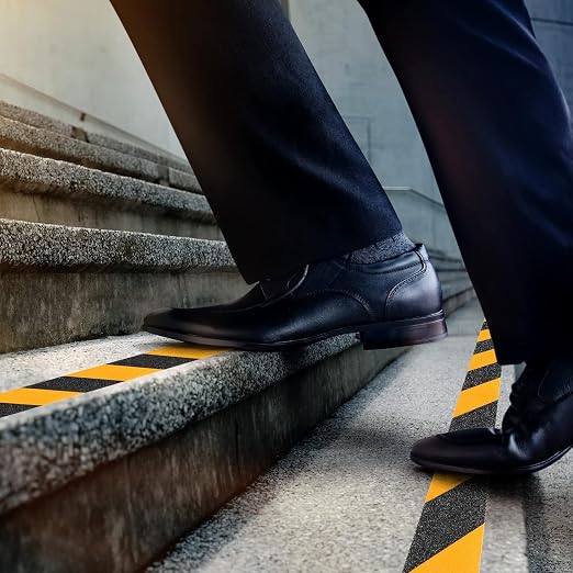 COSIMIXO 8" x 35Ft Black&Yellow Heavy Duty Anti Slip Tape for Stairs Outdoor/Indoor Waterproof Grip Tape Safety Non Skid Roll for Stair Steps Traction Tread Staircases Non Slip Strips