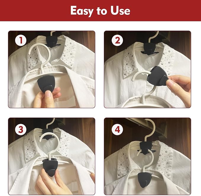 Latoxcaa Space Saving Hanger Hooks 30Pcs, Upgrade Heavy Duty Space Saver Hangers Connector Hooks for Clothes, Premium Hanging Closet Organizer for Dorm, Ganchos para Colgar Ropa, Black