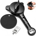 Jar Opener for Seniors with Arthritis, Easy Grip Adjustable Lid & Bottle Opener Set with Non-Slip Silicone Pad & Stainless Steel Hook, Black
