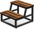 Step Stool, NomNest 2 Step Wooden Ladder Metal Foot Stool Wide Kitchen Stool Helper for Toddler Adults Seniors, Ladder Chair for Home Bedside Bathroom Sink Potty