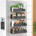 HuggieGems 4 Pack Magnetic Spice Storage Rack Organizer for Refrigerator and Oven, Dark Gray Fridge Organizers and Storage