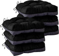IASEAHK Chair Cushions for Dining Chairs, Seat Cushions for Kitchen Chairs, Indoor Seat Cushions with Ties, Tufted Foam Chair Pads, Non Slip Chair Cushions Set of 6, 15.5" x 15.5" x 4", Black