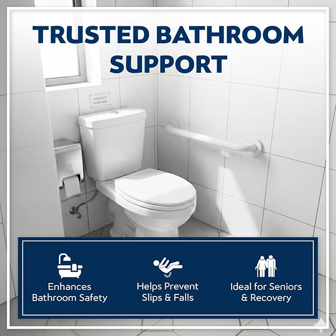 Shower Grab Bars 4 Pack – Complete Bathroom Safety Starter Bundle for Seniors – 16", 18", 24", 32" Lengths, 1.25" Diameter, 500 lb Rated – All-in-One Grab Bar Shower Safety Solution – White