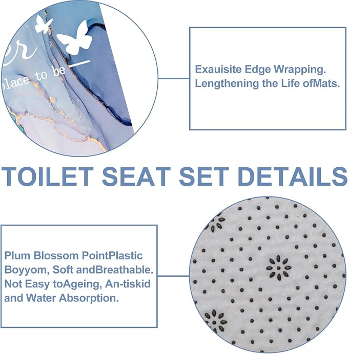 4Pcs Family Marble Shower Curtain Sets with Rugs,Pink Blue Home Inspirational Bathroom Decor Set, Bathroom Sets with Shower Curtain and Rugs, Waterproof Bathroom Shower Curtains, with 12 Hooks