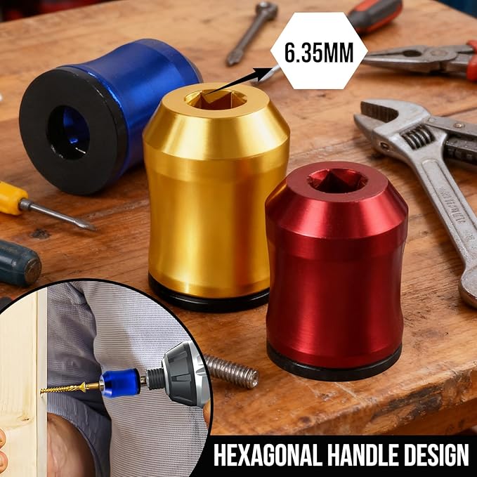 3Pcs Screwdriver Head Magnetic Ring, Screw Ring Set Removable Household Tool for Drills| Universal Bit Holder for Hex Screwdrivers & Power Bits | Alloy Screw Holder for DIY Repair