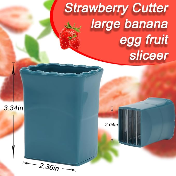 TULOBI 2 PCS Cup Slicer, Stainless Steel Egg Stainless, Strawberry Slicer, Mini Fruit Slicer Cup, Quickly Making Fruit Vegetable Salad, Creative Convenient Kitchen Gadget (Yellow + Cyan)