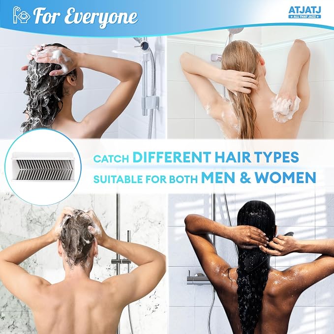 Large Shower Hair Catcher Wall, White Hair Drain Catcher with Silicone Bristle, Bathroom Tub Hair Catcher Drain Protector, Hair Collector for Shower, Shower Hair Trapper, Hair Grabber for Drain