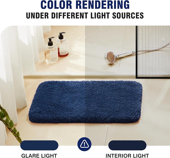 TECHMILLY Super Soft Shaggy Bathroom Rugs, Absorbent Thick Non Slip Microfiber Bath Rugs, Quick Dry Machine Washable Bath Mat for Bathroom Floor, Bathtub and Shower 17"x24"