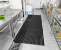 ROVSUN Rubber Floor Mat with Holes, Anti-Fatigue/Non-Slip Drainage Mat, for Industrial Kitchen Restaurant Bar Bathroom Utility Garage Pool Entry Door Mat, Indoor (36'' x 36'' Black 4Pcs)