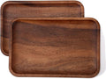 2PCS Serving Wood Valet Tray for Men Women, Catch All Acacia Mens Key Dump Bedside Nightstand Organizer EDC Decorative Wooden Tray for Phone Watch Wallet Keys