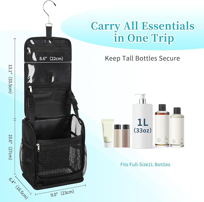 Mesh Shower Caddy Portable, Toiletry Bags for Travel, Hanging Shower Organizer Tote Bag for College Dorm Students Girls Boys, Dry and Wet Separation with Metal Hook