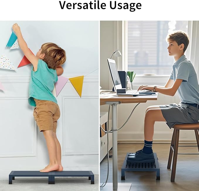 One Step Stool Platform 3.8" Height for Adults, Kids. Heavy Duty/Portable/Nonslip/Durable Construction Safe Step Stool for Bedroom/Kitchen Bed, Bathroom,Kitchen，Garden (Dark Blue)