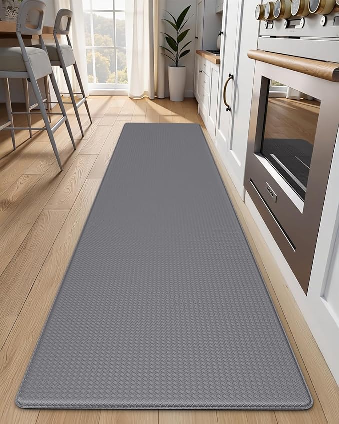 Kitchen Mats for Floor - 17"x79" Anti Fatigue Mats for Kitchen Floor - Non Slip Cushioned Rugs for Standing - Grey