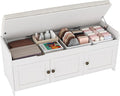 HOMEFORT 41.3" Shoe Bench with Lift Top Storage, Entryway Bench with Cushioned Seat, Wooden End of Bed Bench, Shoe Cabinet Bench with Hidden Storage Space, for Bedroom, Hallway,White