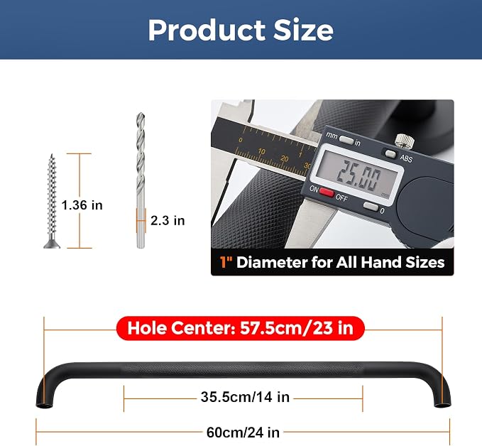 24 Inch Grab Bars for Shower, Stainless Steel Safety Handicap Grab Bars for Bathroom, Anti-Slip Shower Handle, Wall Mounted (2 Pack, Matte Black)