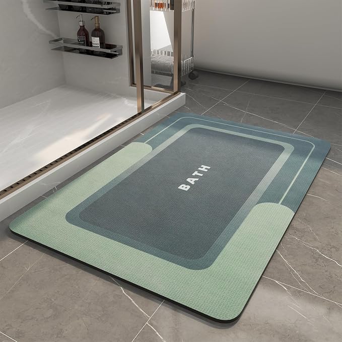 MontVoo-Bath Mat-Bath Rug Non Slip Super Absorbent Stain Resistant Quick Dry Thin Bathroom Rug-Bath Mats for Bathroom Floor Bathtub Vanity-Bathmat Bath Rug Easy Care 17"x27" Green