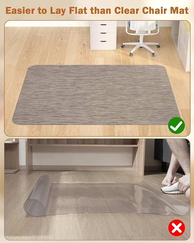 Blvornl Office Chair Mat for Hardwood Floor, 50"*63" Desk Computer Chair Mat for Hard Wood, Large Anti-Slip Hard Floor Protector for Rolling Chair, PVC Desk Rug for Office Dark Brown