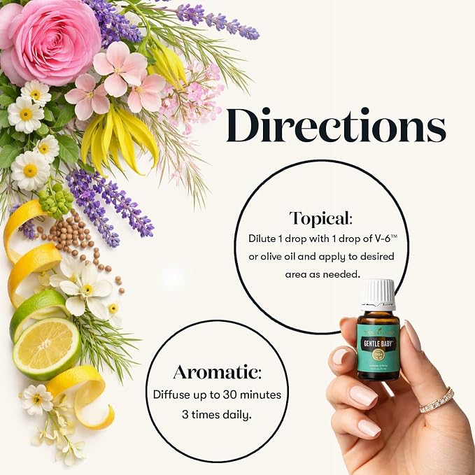 Young Living Gentle Baby Oil Blend | 15ml | Gentle Aroma for Babies, Kids, & Adults | Supports Skin Softness | Calming Aromatherapy Massage | Infant & Parent Relaxation | Soothing Floral Scent