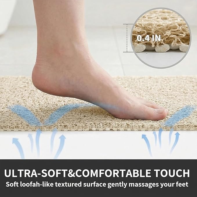 Square Shower Mat Non Slip, 27 x 27 Inch Anti Slip Shower Mats Without Suction Cups, Quick Drying Bathtub Mat, Foot Scrubber PVC Loofah Bath Mats for Bathroom, Tub, Sink