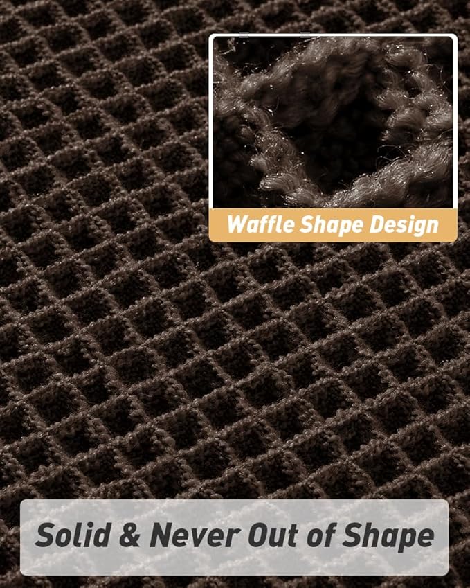 Upgraded Waffle Runner Rug Super Absorbent Non Slip Bath Mats for Bathroom Machine Washable Bathroom Runner Rug with Tassels, Ideal for Hallway Bedroom Laundry Room, Chocolate, 2'x 5'(24" x 60")