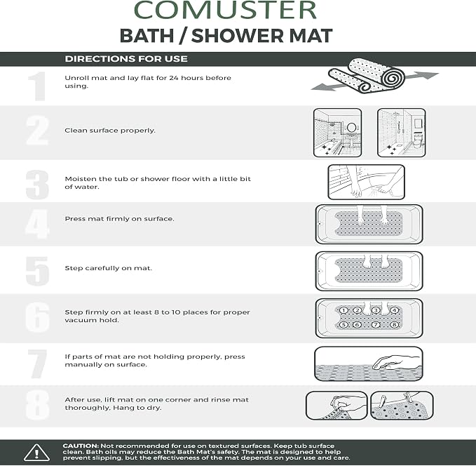 Bath and Shower Mat, Extra Long Non-Slip Bath Mat (39" x 16"), Machine Washable Bath Tub Mat (Pure Light Green)