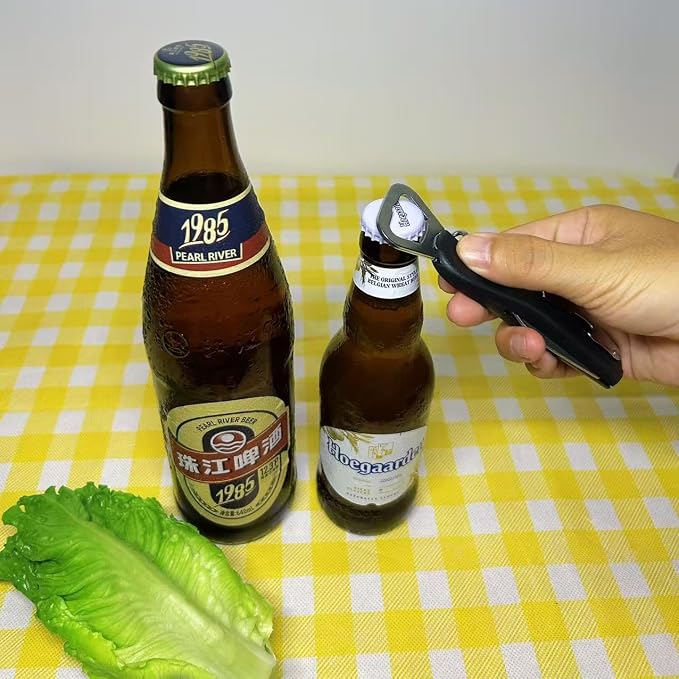 7-in-1 Multi-Function Bottle Opener, Kitchen Can Opener with Corkscrew, Jar Opener Bottle Opener and Can Opener for Weak hands, Seniors with Arthritis and Anyone with Low Strength
