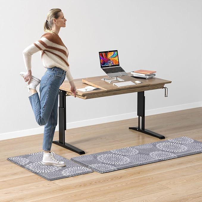 LuxStep Kitchen Mats for Floor,Cushioned Rug Anti-Fatigue Mats for Kitchen Decor Accessories,Waterproof Non-Slip Mats and Rugs Set for Office,Floor,Laundry 17.3"×30"+17.3"×59",Grey