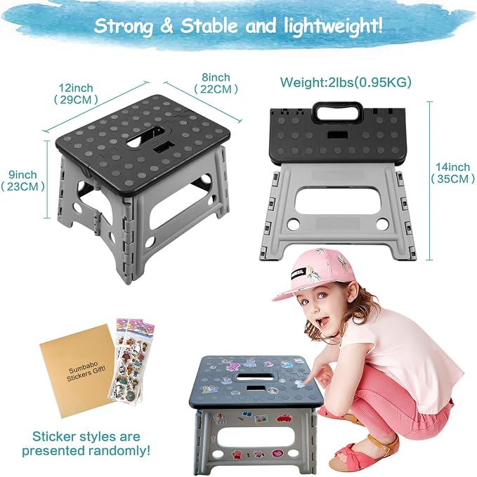 Child Step Stool for Kids and Toddlers Bathroom Sink – Foldable Safety Lock to Stable（ Grey ）