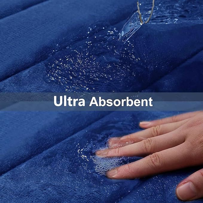 Buganda Memory Foam Bath Mat, 70" x 46", Ultra Soft and Non-Slip Bathroom Rugs, Water Absorbent and Machine Washable Bath Rug Runner for Bathroom, Shower, and Tub, Navy Blue