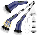 Electric Spin Scrubber for Cleaning Bathroom, Shower Scrubber Cordless Cleaning Brush with IPX7 Waterproof & 2 Speed, 3 Brush Heads, Bathroom Cleaning Supplies for Shower Tub Kitchen Tile Toilet Navy