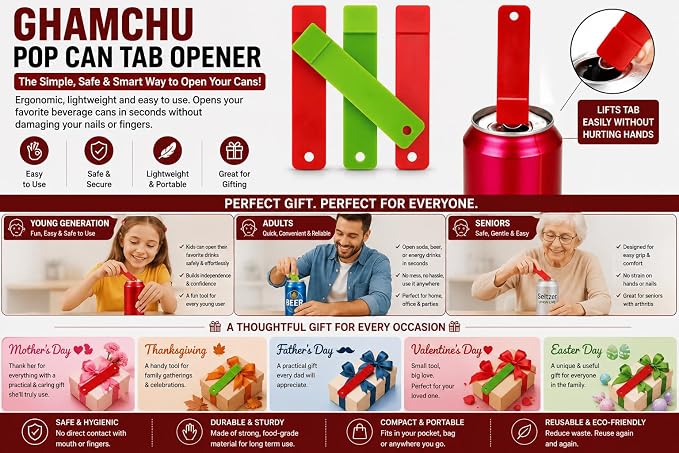 Soda Can Tab Opener 4Pcs, Beer Can Opener, Soft Drink Can Opener, Beverage Opener, Party Essential Tool Great Tool For Bartenders And Personal Use