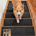 GORILLA GRIP Peel and Stick Stair Treads for Wooden Steps, Multi-Surface Use, Machine Washable Carpet Runners, Indoor Rugs for Stairs, Pet Friendly, Universal Size, 4 Pack Black, 8x28 Inches