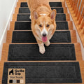 GORILLA GRIP Peel and Stick Stair Treads,12 Pack, for Wooden Steps, Multi-Surface Use, Machine Washable Carpet Runners, Indoor Rugs for Stairs, Pet Friendly, Universal Size, Black, 8x28 Inches