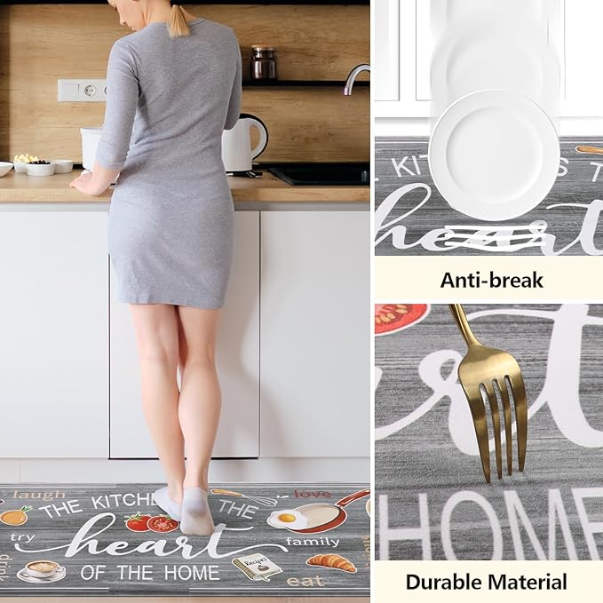 Yamaziot Anti Fatigue Kitchen Rug Set of 3, Non-Slip Waterproof Farmhouse Cushioned Comfort Standing Floor Mat for Kitchen, Office, Sink, Laundry