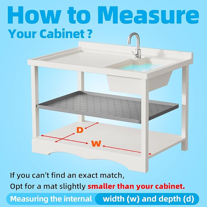 Winisok Silicone Under Sink Mat 40" x 22", kitchen Essentials and Gadgets, Shelf liner and Cabinet Protector, Home Organizers and Storage, Waterproof Bathroom Tray