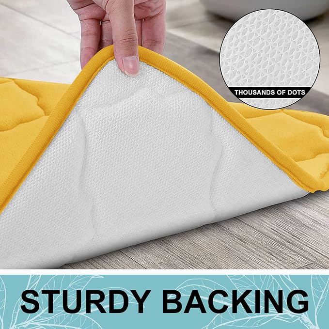 OLANLY Memory Foam Bath Mat Rug 47x24, Ultra Soft and Absorbent Bathroom Rugs, Non-Slip, Comfortable, Machine Washable Bath Carpet for Bathroom Floor, Tub, Shower and Home Decor Accessories, Yellow