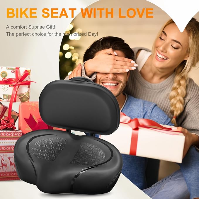Noseless Bike Seat Cushion for Men & Women - Extra Padding & Comfort Wide Bicycle Seat, Oversized Comfortable Saddle for Peloton Bikes, Exercise Bikes, Electric Bikes, Cruiser Bikes