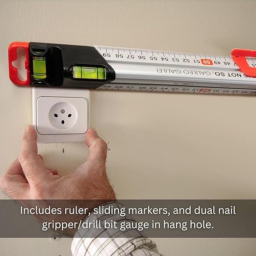 313 Measure Mate - Ultimate Home-Improvement Tool - With Level and Ruler - Features Sliding Markers and Knife Guide - Includes Nail Gripper and Drill Bit Gauge - 12 Inch