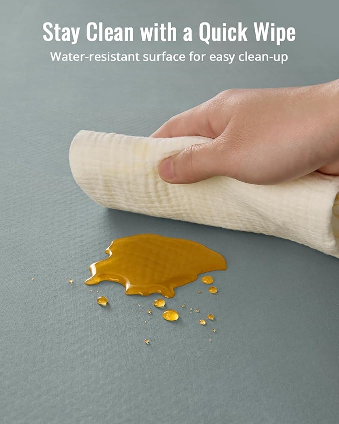 Blissful Diary Baby Splat Mat for Under High Chair, 50.4 x 50.4 Inch Wipeable Splash Mat, Waterproof and Washable, Anti-Slip Floor Protector, Silver Mist