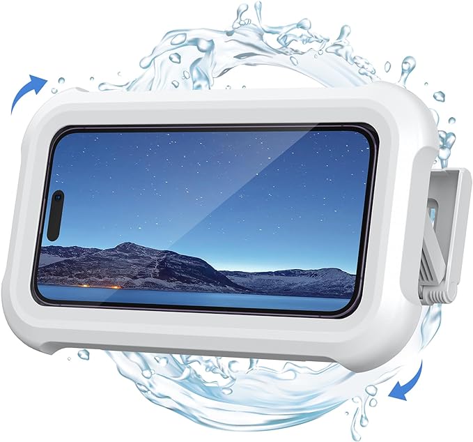 Lamicall Shower Phone Holder Waterproof - 480° Rotatable Retractable Adjustable Shower iPhone Case Holder, Bathroom Wall Phone Mount Stand Water Proof Anti Fog, iPhone Accessories for 4-7" Cellphones
